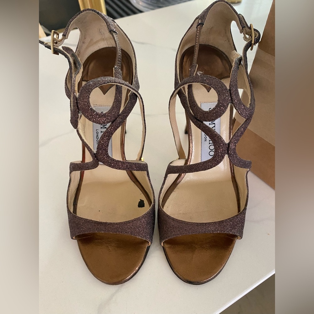 Jimmy Choo Dusty Pink Glitter Sandals